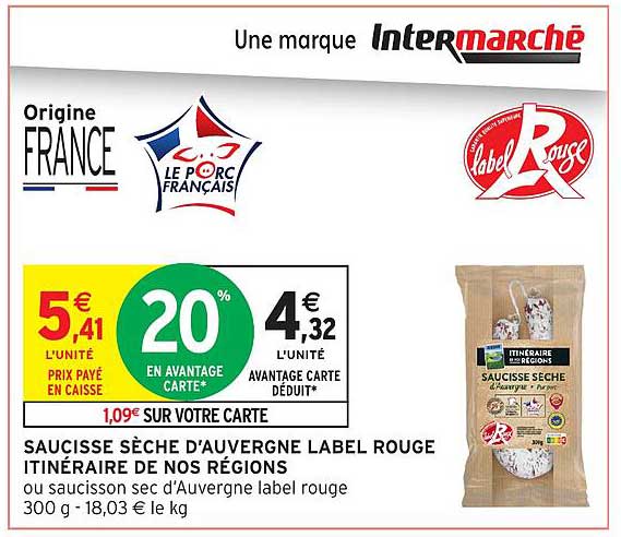 SAUCISSE SÈCHE D'AUVERGNE LABEL ROUGE ITINÉRAIRE DE NOS RÉGIONS