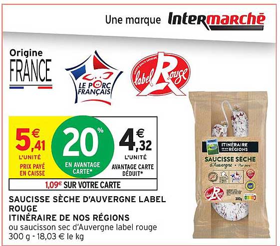 SAUCISSE SECHE D'AUVERGNE LABEL ROUGE