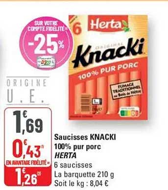 Saucisses KNACKI 100% pur porc