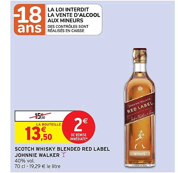 SCOTCH WHISKY BLENDED RED LABEL JOHNNIE WALKER