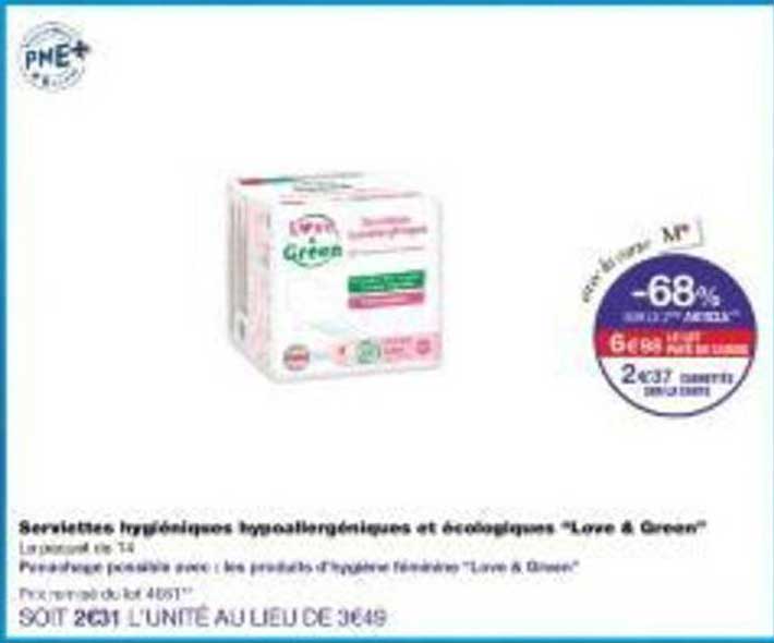 Serviettes hygiéniques hypoallergéniques et écologiques "Love & Green"
