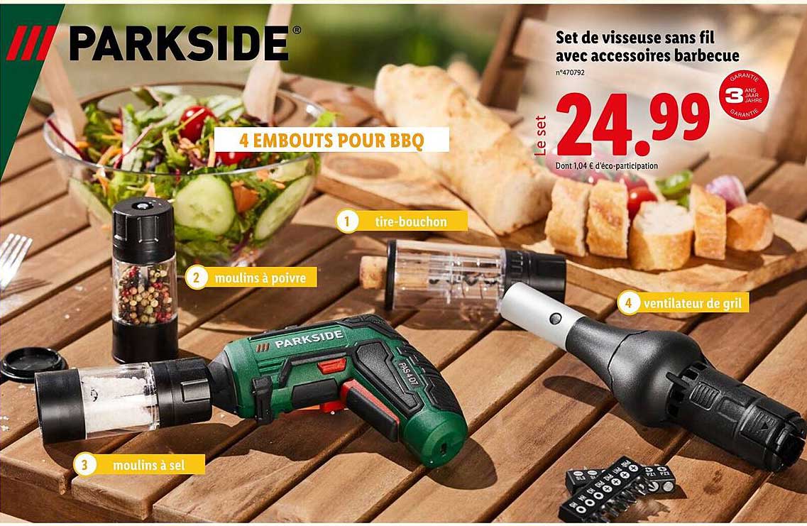 Set de visseuse sans fil avec accessoires barbecue