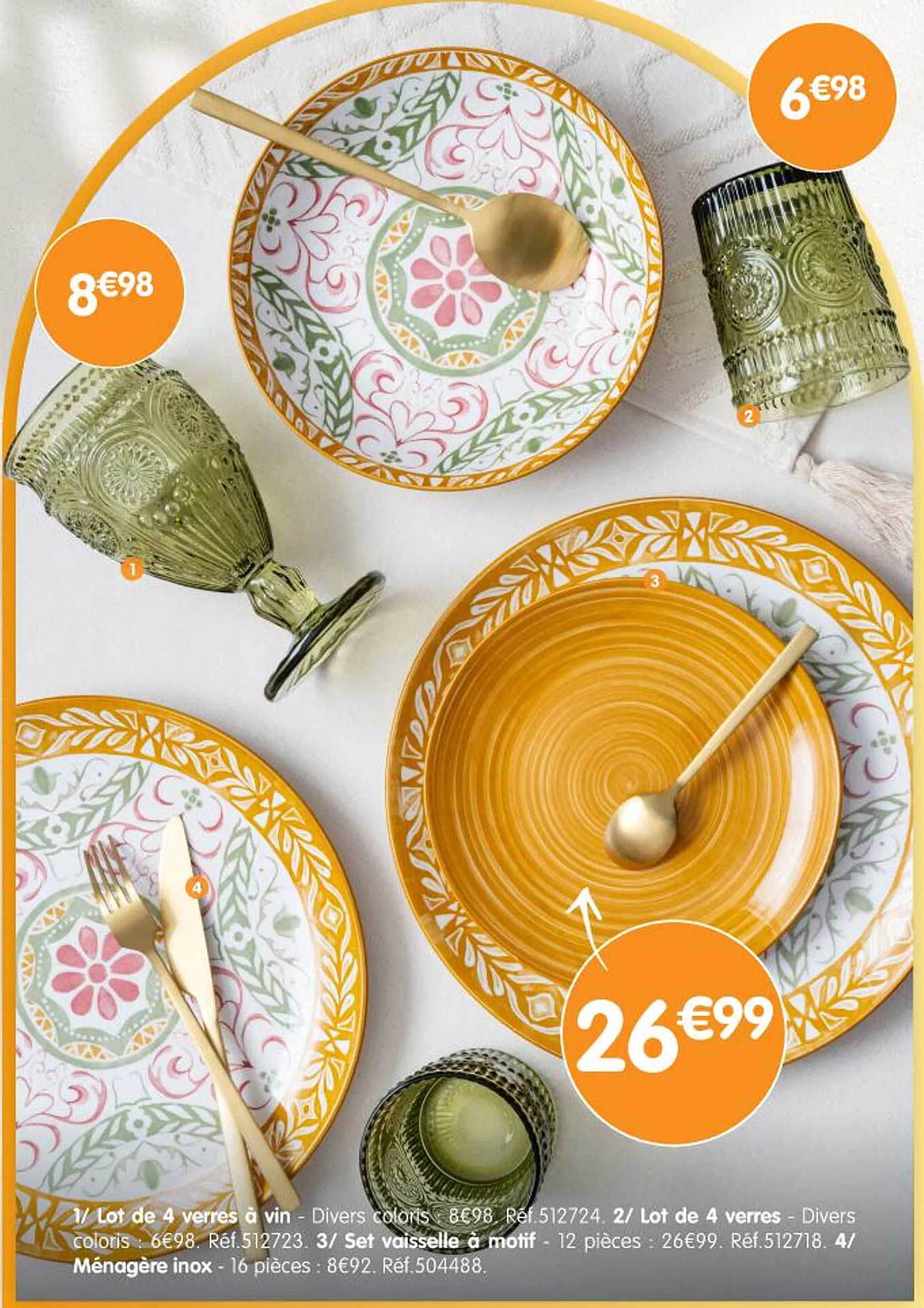 Set vaisselle à motif - 12 pièces