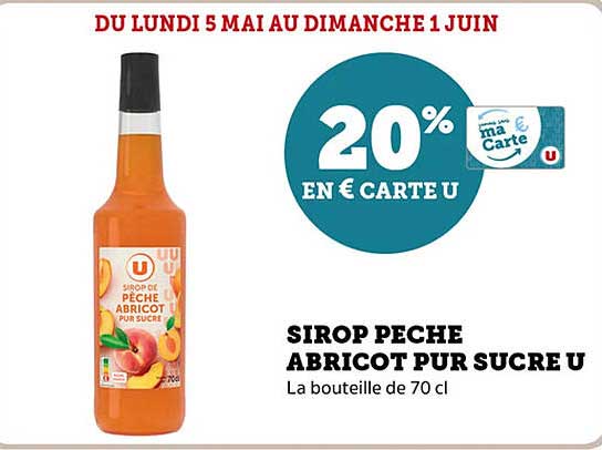 SIROP PECHE ABRICOT PUR SUCRE U