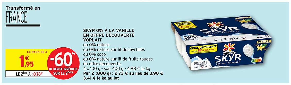 SKYR 0% À LA VANILLE EN OFFRE DÉCOUVERTE YOPLAIT