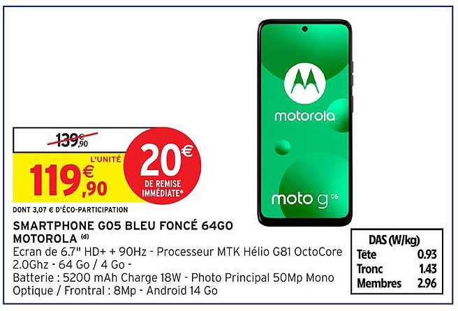 SMARTPHONE G05 BLEU FONCÉ 64GO MOTOROLA