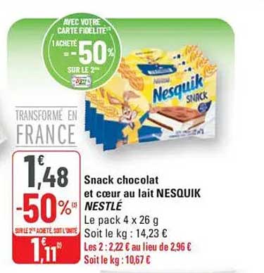 Snack chocolat et cœur au lait NESQUIK NESTLÉ