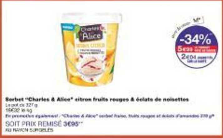 Sorbet "Charles & Alice" citron fruits rouges & éclats de noisettes