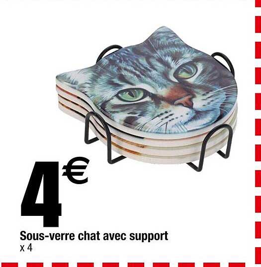 Sous-verre chat avec support