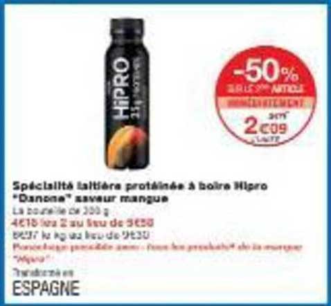 Spécialité laitière protéinée à boire HiPro "Danone" saveur mangue