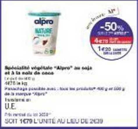 Spécialité végétale "Alpro" au soja et à la noix de coco