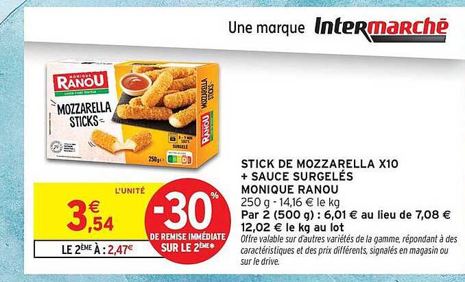 STICK DE MOZARELLA X10 + SAUCE SURGELÉS MONIQUE RANOU