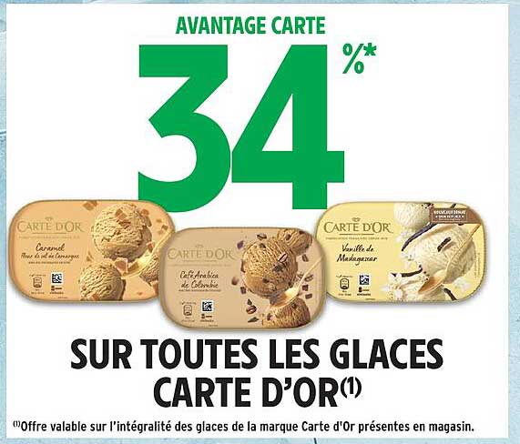 SUR TOUTES LES GLACES CARTE D'OR