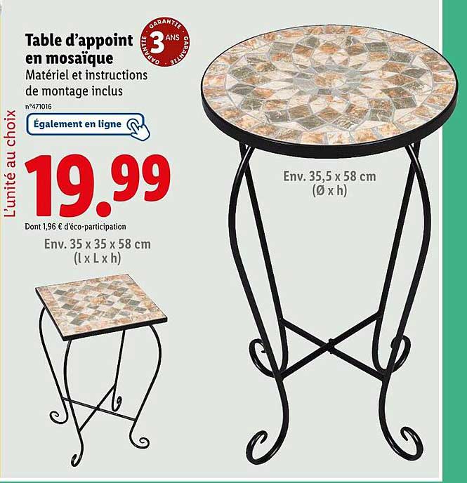 Table d’appoint en mosaïque