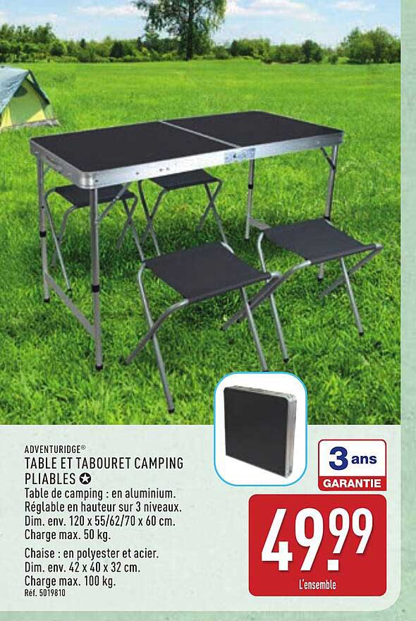 TABLE ET TABOURET CAMPING PLIABLES