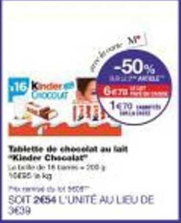 Tablette de chocolat au lait "Kinder Chocolat"