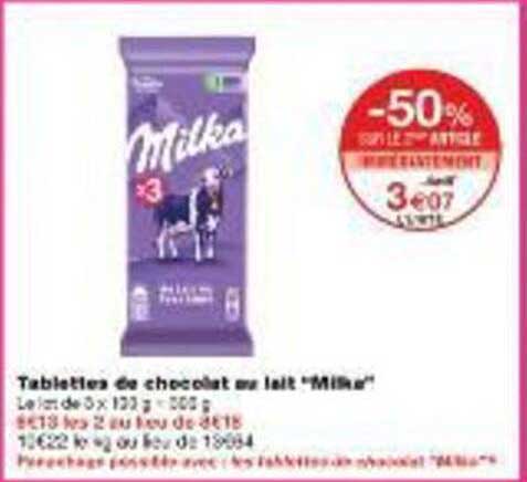 Tablettes de chocolat au lait "Milka"