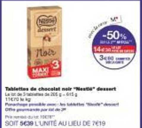 Tablettes de chocolat noir "NESTLÉ" dessert