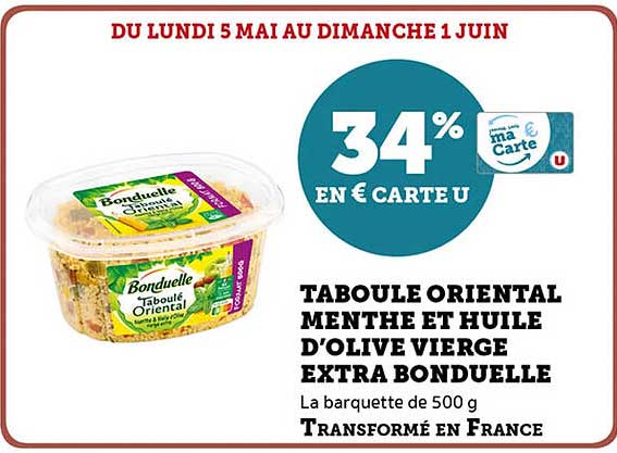 TABOULE ORIENTAL MENTHE ET HUILE D'OLIVE VIERGE EXTRA BONDUELLE