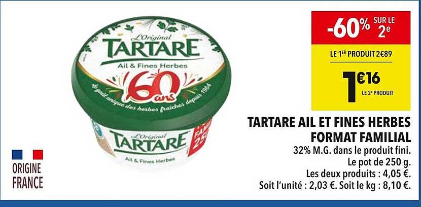 TARTARE AIL ET FINES HERBES FORMAT FAMILIAL