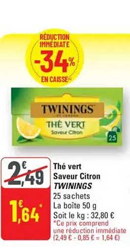 Thé vert Saveur Citron TWININGS