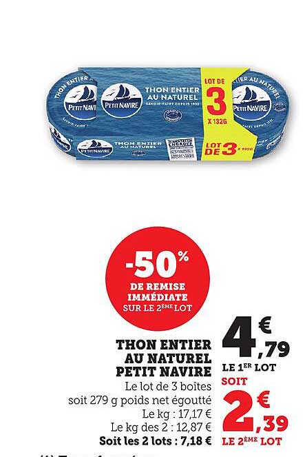 THON ENTIER AU NATUREL PETIT NAVIRE