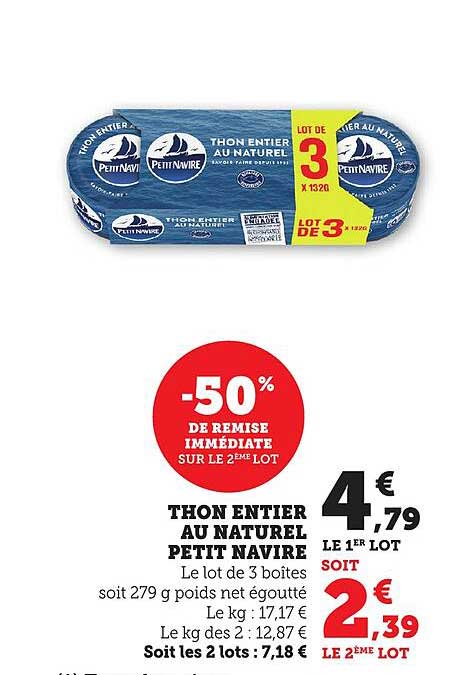 THON ENTIER AU NATUREL PETIT NAVIRE