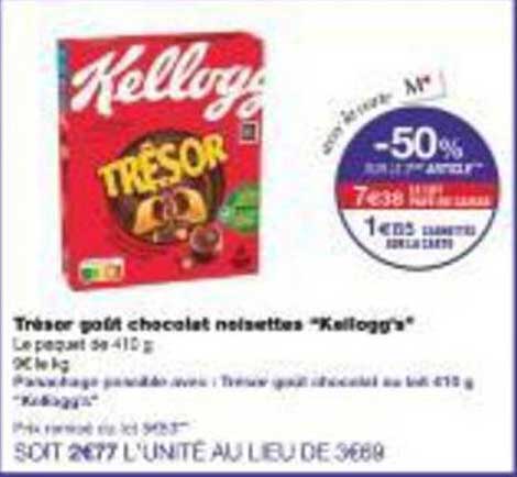 Trésor pâte chocolat noisettes "Kellogg's"