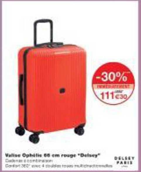 Valise Ophélie 66 cm rouge "Delsey"