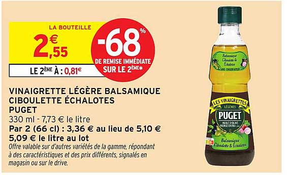 Vinaigrette Légère Balsamique Ciboulette Échalotes Puget