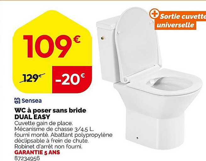 WC à poser sans bride DUAL EASY