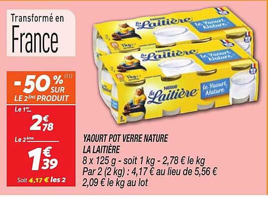 YOGURT POT VERRE NATURE LA LAITIÈRE