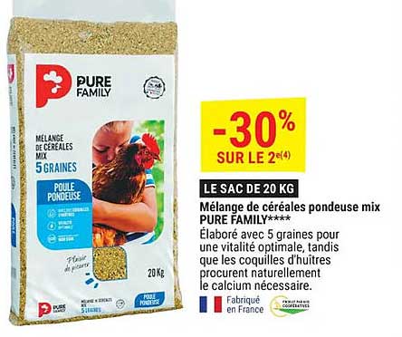 -30% SUR LE 2(4) LE SAC DE 20 KG Mélange de céréales pondeuse mix PURE FAMILY***