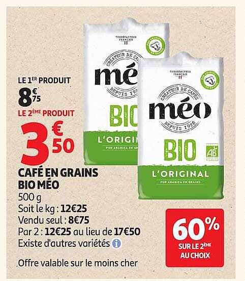 CAFÉ EN GRAINS BIO MÉO 500 g