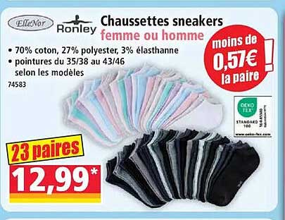 Chaussettes sneakers femme ou homme