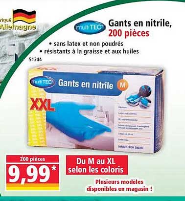 Gants en nitrile, 200 pieces