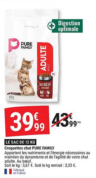 LE SAC DE 12 KG Croquettes chat PURE FAMILY