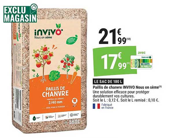 LE SAC DE 180 L - Paillis de chanvre INVIVO Nous on sème