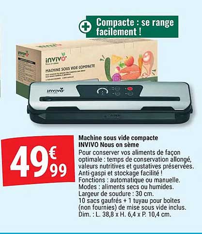Machine sous vide compacte INVIVO Nous on sème