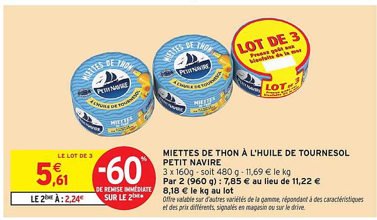 MIETTES DE THON À L'HUILE DE TOURNESOL PETIT NAVIRE