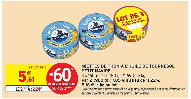 MIETTES DE THON À L'HUILE DE TOURNESOL PETIT NAVIRE