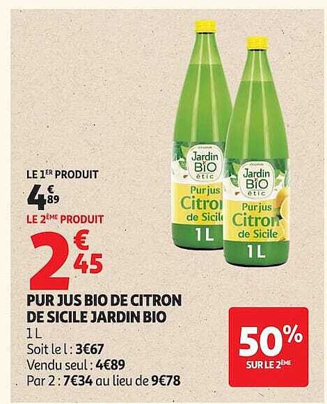 PUR JUS BIO DE CITRON DE SICILE JARDIN BIO 1L