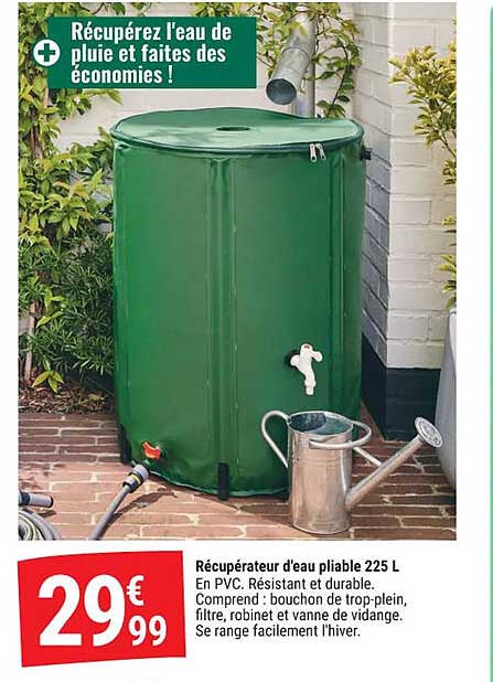 Récupérateur d’eau pluvialbe 225 L