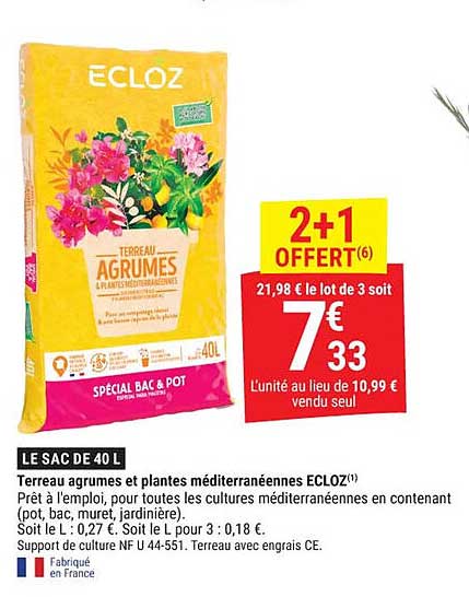 Terreau agrumes et plantes méditerranéennes ECLOZ