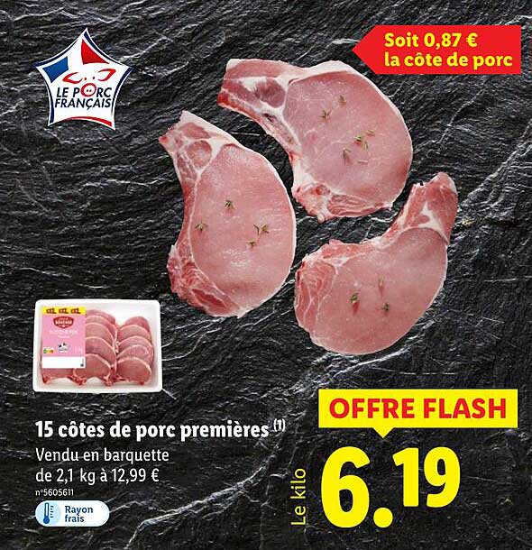 15 côtes de porc premières