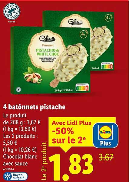 4 bâtonnets pistache