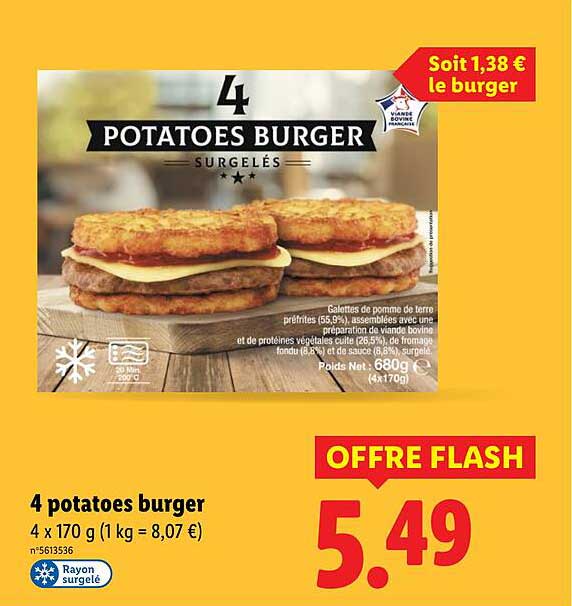 4 potatoes burger