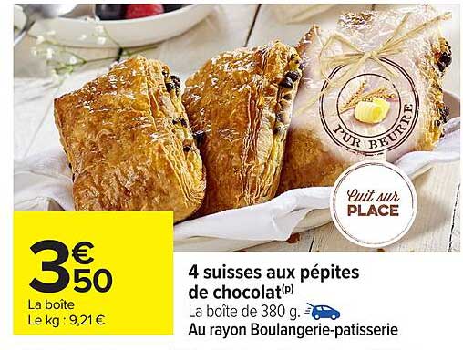 4 suisses aux pépites de chocolat