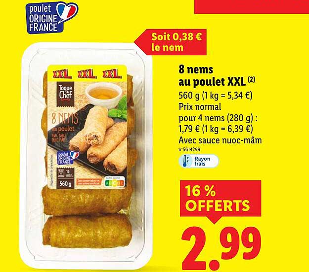 8 nems au poulet XXL