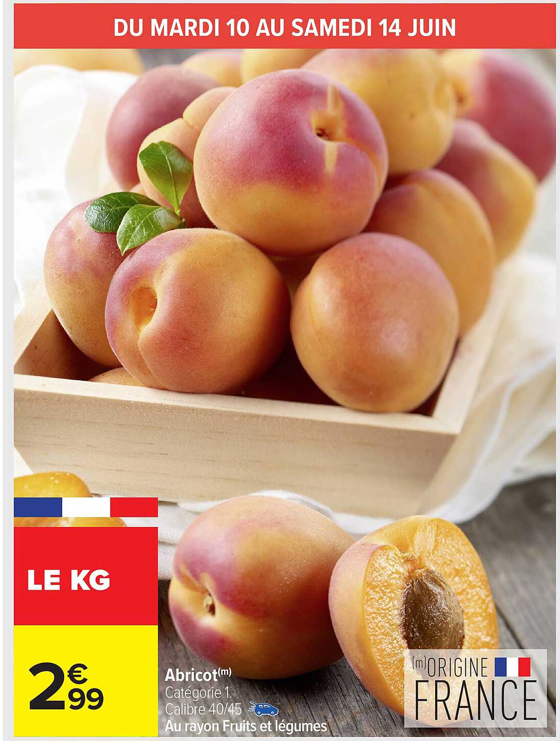 Abricot catégorie 1 - 2€99 le kg
